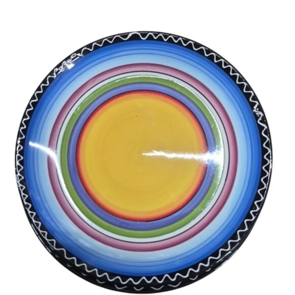 Certified International Nancy Green Multi Color Concentric Circle Dinner Plate